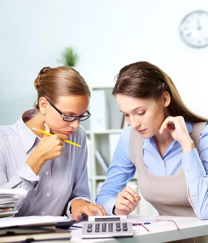 co workers with financial report
